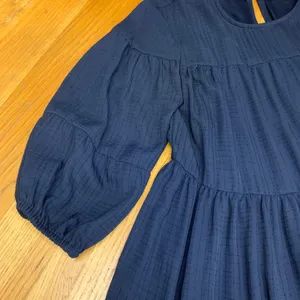 Calvin‎ Klein Navy Blue Tiered Babydoll Dress 3/4 Balloon Sleeve CD2H4N Size 2 thumbnail 2