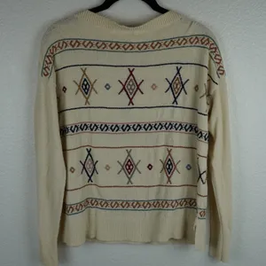 Madewell XS‎ Sweater Ivory Aztec Geometric Knit Pullover Size XS Southwestern thumbnail 3