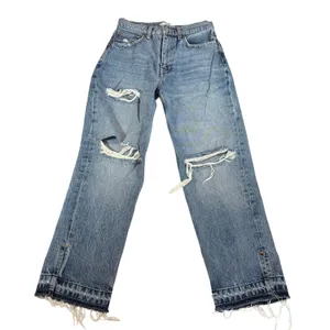 We the Free womens high rise crop straight leg jeans. Sz 25. distressed fray hem thumbnail 1