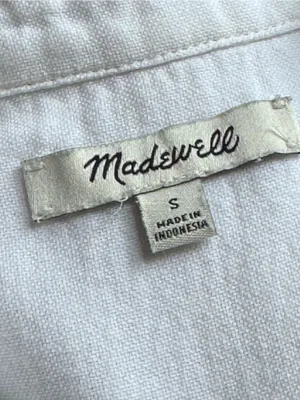 MADEWELL Tie-Front Linen Button Down Shirt S 19” p2p Eyelet White EUC thumbnail 4