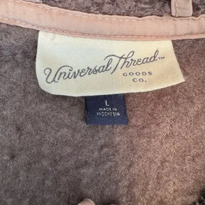 Universal Thread Sherpa Fleece Pullover Jacket L Brown Pink Trim Teddy Outdoorsy thumbnail 7