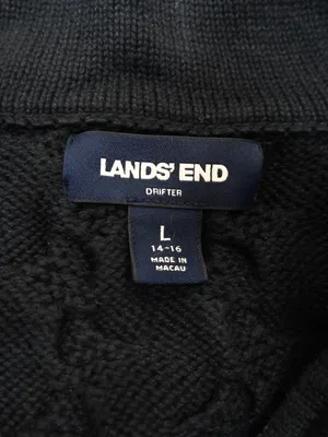 Lands' End Women's L Navy Blue Cable Knit Full-Zip Stand Collar Cardigan thumbnail 7