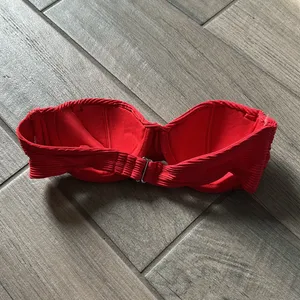 Red ribbed bandeau bikini top Size XS thumbnail 3