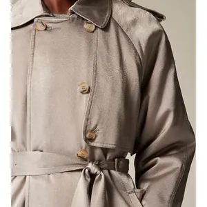 J.Crew Relaxed Trench Coat Satin Crepe Mid Length Silver Gray Insulated US 2 NWT thumbnail 3
