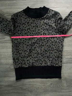 THML Anthropologie Gray Black mock Neck Long Sleeve Sweatshirt M Casual Boho thumbnail 8