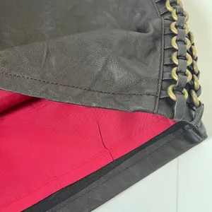 Y2K Andrew Charles Faux Leather Mini Skirt 26 Grunge Punk Brass Chain Festival thumbnail 6