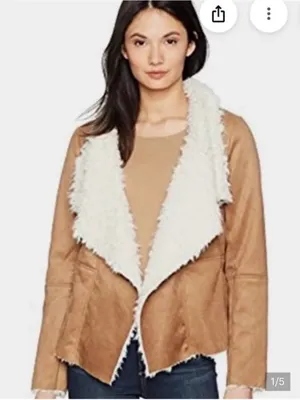 Suede and faux shearling fur Wrap long sleeve jacket BB Dakota NWT Small Tan thumbnail 2