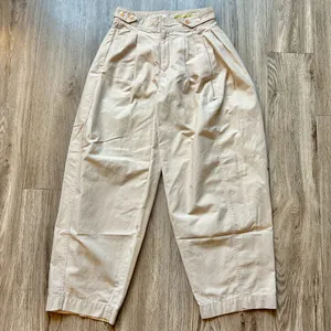 Anthropologie Maeve High Rise Utility Barrel Trouser Pants in Khaki Tan Size 0 thumbnail 4