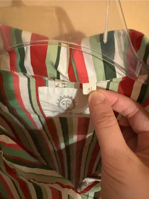 Printfresh Green, Red, Pink, & White Striped Short Sleeve Pajama Shirt thumbnail 3