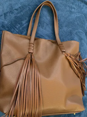 Tassel Detail Leather Tote in Cognac Brown thumbnail 6
