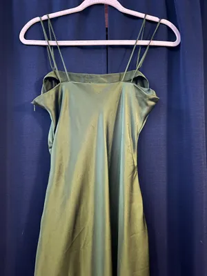 ZARA Dress Midi Satin Green Slip thumbnail 3