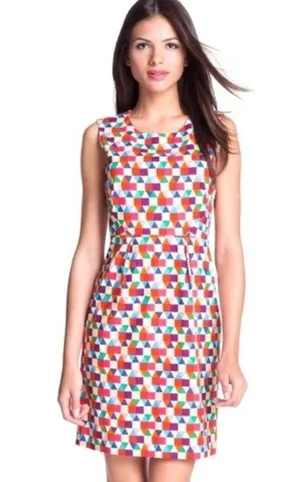 Kate Spade New York Abbey Colorful Geometric Print Dress Silk Blend size 12 thumbnail 1