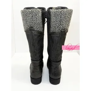 Spring Step Snowball Boots Grey Lace-Up Tall Knee-High Vegan Leather Flat Low 37 thumbnail 5
