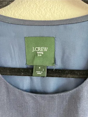 J. Crew Factory Women's Sheath Dress with Waist Tabs Linen Navy Suiting thumbnail 2