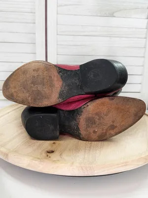 Vintage Dan Post Ostrich Leather Stitched Upper Cowgirl Boots Pink Black‎ 7.5 thumbnail 9