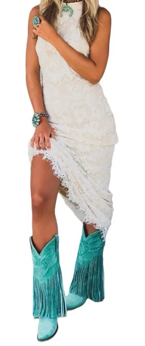 Bohemian Chic Ivory Lace Maxi Dress thumbnail 1