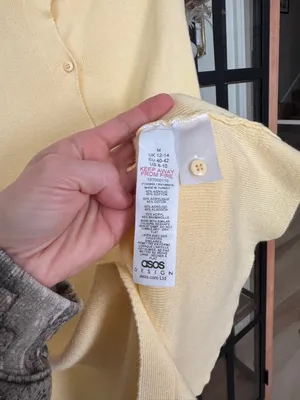 ASOS Design knit vest top butter pastel yellow sleeveless tank crewneck buttons thumbnail 3