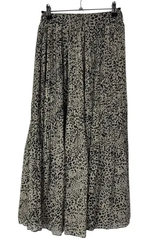 Boutique Tan Speck‎ Leopard Pleated Maxi Skirt S thumbnail 1