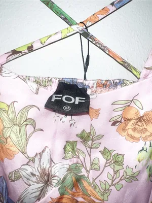 FOF Pink Floral Puff-Sleeve Short Sleeve Midi Summer Dress New thumbnail 5