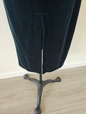 Vintage 90s Hillard & Hanson Velvet Maxi Dress Teal Green Column Gown Size 4 thumbnail 4