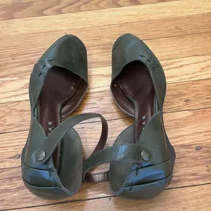 Novacas Vegan Olive Green Low Wedge Ankle Strap Mary Jane Shoes thumbnail 7