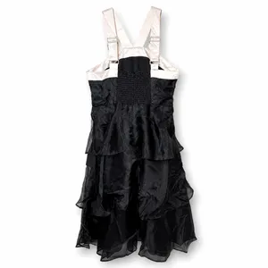 NEW Lulus Black Glamour Organza Tiered Cream Oversized Bow Midi Cocktail Dress thumbnail 8