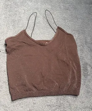 Free people intimately Spaghetti Strap Sparkle Crop Top in Brown M/L thumbnail 1