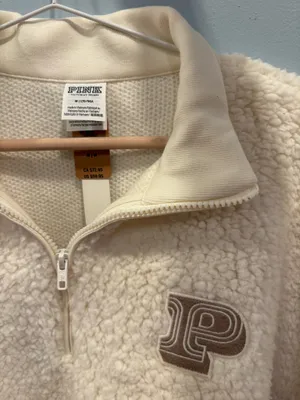 Pink fluffy fur sweater white thumbnail 2