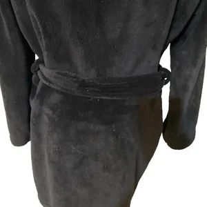 Victoria's Secret Women's Black Plush Hooded with Belt & Embroidered VS Logo M/L thumbnail 7