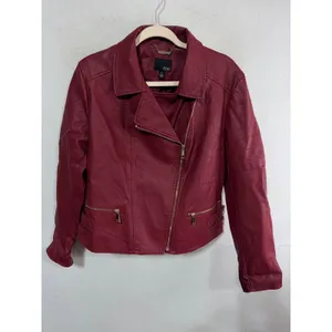 a.n.a Jacket Moto Faux Leather Women's XL Red Edgy 90s Streetwear Y2K Biker thumbnail 6