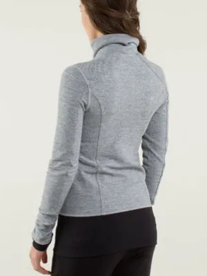 Lululemon Nice Asana Heathered Heringbone Grey Mock Neck Zip Up Jacket Size 6 thumbnail 12