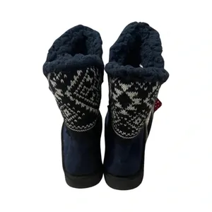 Essentials by Muk Luks Womens Navy Blue Fair Isle Knit Faux Fur Boots Size 7 NEW thumbnail 2