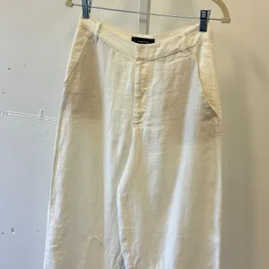 Massimo Dutti 100% Linen High Waisted Barell Leg Relaxed Pants Size 2 White thumbnail 3
