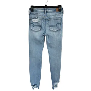 American Eagle SZ 2 SHORT Jegging Jeans Hi-Rise Distressed Stretch Frayed Hems thumbnail 4