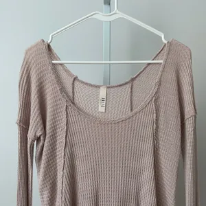 JOLIE Cotton Boho Relaxed Fairy Slouchy Waffle Knit Tunic Top OS Pink thumbnail 2