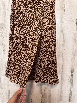 SHEIN Leopard Cheetah Print High Waist Midi Skirt with Slit Womens XS (US 2) thumbnail 6
