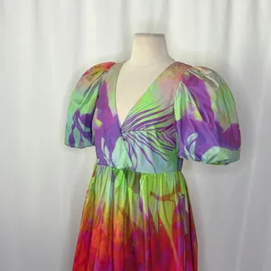 NWT!! Anthropologie Plenty by TRACY REESE Tie Dye Puff Sleeve Dress X-Small thumbnail 6