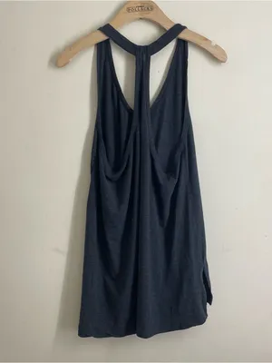Lululemon Om Racerback Tank Heathered Black Grey Long Loose Yoga Top thumbnail 4
