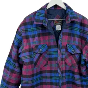 Vintage 90s Plaid Quilted Shacket Blue Pink Size XL thumbnail 2