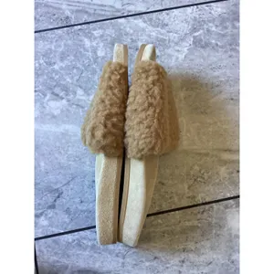 Jenni Kayne Shearling Slides Camel Tan Suede Sandals Made in Italy Size 37 thumbnail 5