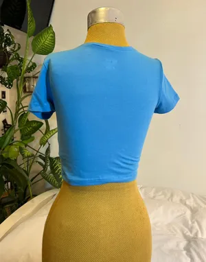Wild Fable Sculpting crop top in blue thumbnail 3