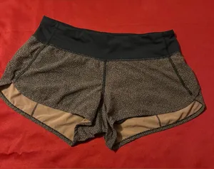 lululemon athletica Black Waistband Brown Speckled Running Shorts thumbnail 1