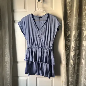 Zara V-Neck Tiered Women mini dress ruffles design 100% cotton size M thumbnail 2