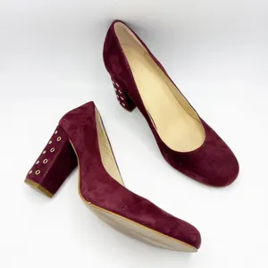 Kate Spade Burgundy Suede Grommet Heel Pump Size 7 block heels thumbnail 3