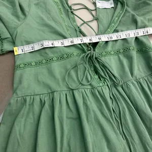 ASOS Green Lace-Up Dress gorgeous easy wear! Like new lace up back -llace trim thumbnail 5