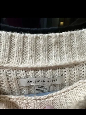 American Eagle Outfitters Cream Cable Knit Sweater thumbnail 2