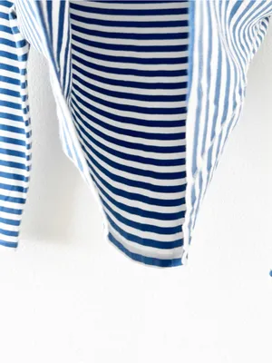 J.McLaughlin Blue White Striped Cotton Boat Neck Long Sleeve Top thumbnail 6