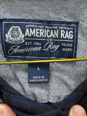 American Rag Cie Men's L Blue/Black Plaid Button-Up Short Sleeve Shirt thumbnail 2