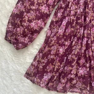 Free People Dress Keep You Mini Long Sleeve Cotton Floral Berry Combo Sz L thumbnail 8