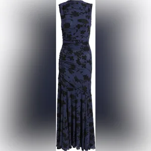 Rails Cosmos Floral Ruched Mesh Maxi Dress Navy Floral Wedding Guest Dress S thumbnail 5